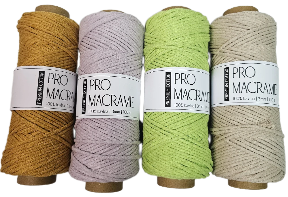 Bambusová šňůra Pro Macramé – PREMIUM COTTON 3mm - hořčice