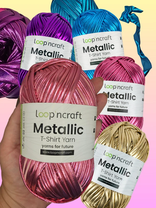 Tričková příze, tyrkysová metalická