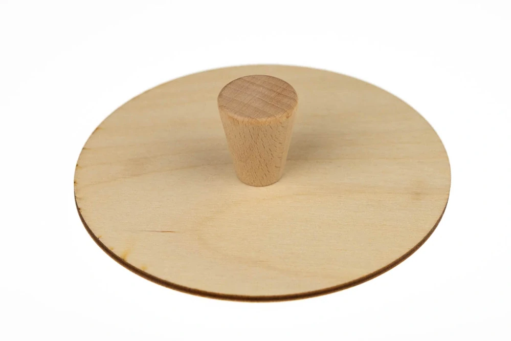 Víko na košík s dírou na knopku – 8 cm, odstín bříza