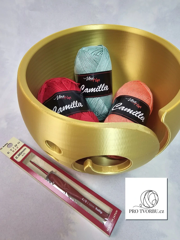 Háčkovací miska na přízi vel. L –Gold metalická