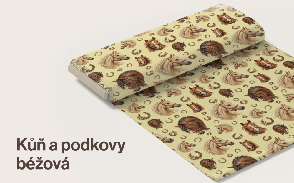 Kůň a podkovy na béžové