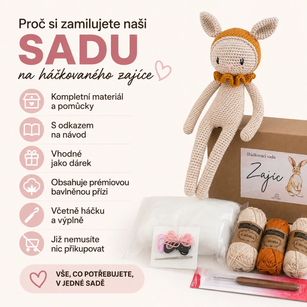 DIY háčkovací sada - ZAJÍC