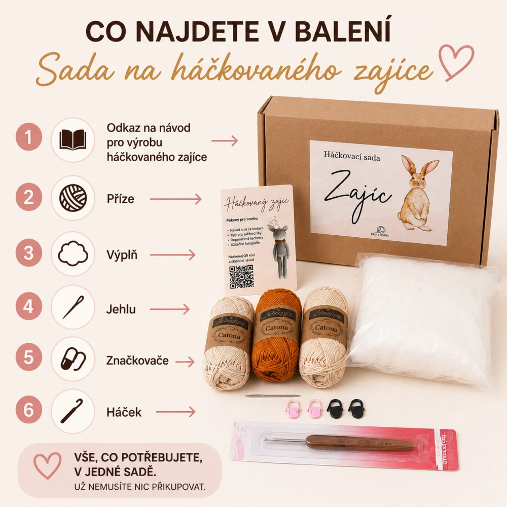 DIY háčkovací sada - ZAJÍC