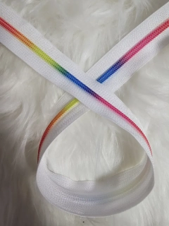 Duhový zip bílá stuha 5mm