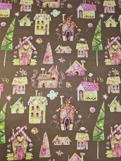 Vánoční teplakovina Chaloupky na hnědé