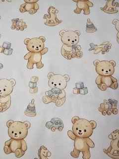 Medvidci a hracky- bavlněné plátno