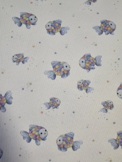 Rybičky pastelové - žebrovaný úplet