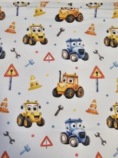 Veselá stavební autíčka - teplákovina