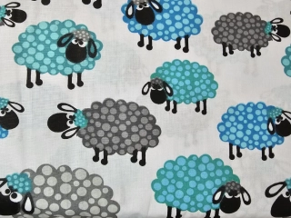 Plátno ovečky modrá tyrkys