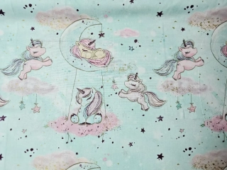 Plátno s jednorožcem - mint