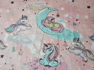 Plátno jednorožec - růžová