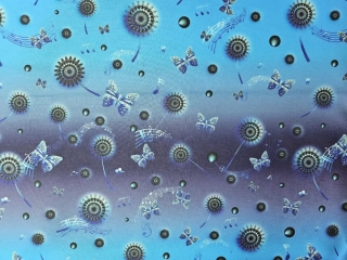 Kočárkovina modré noty a motýli