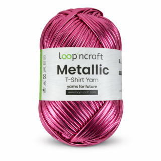 Tričková příze, růžová metalická