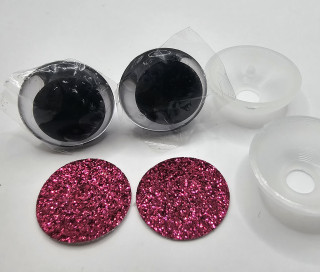 Oči 18 mm - flitrové růžové tmavé