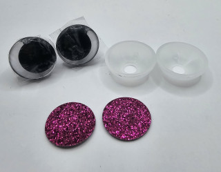 Oči 18 mm - flitrové fialovo růžové 
