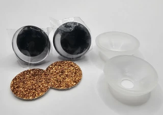 Oči 18 mm - flitrové oranžové
