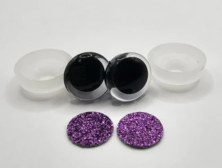 Oči 14 mm - flitrové fialové