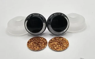 Oči 14 mm - flitrové oranžové