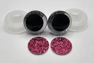 Oči 14 mm - flitrové růžové tmavší