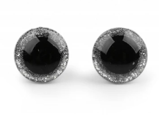 Oči 12 mm - flitrové stříbrné