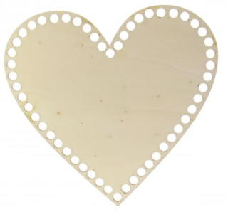 Dno na košík, odstín bříza, srdce - 20cm