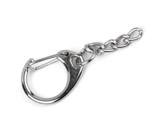 Kovová karabinka s řetízkem - 18 x 48 mm - nikl