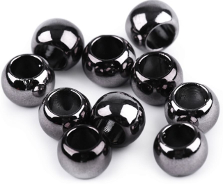 Plastový korálek s velkým otvorem - metalický