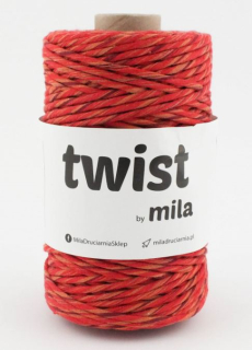 Šňůra na macramé Mila TWIST 3mm - MIX červená