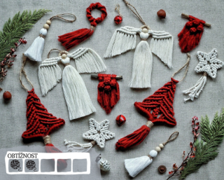 Macramé Vánoční sada s návody - 24 ozdob