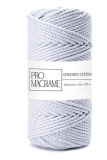 Bavlněná šňůra ProMacramé – STANDARD COTTON 3mm / 3PLY – šedá ledová