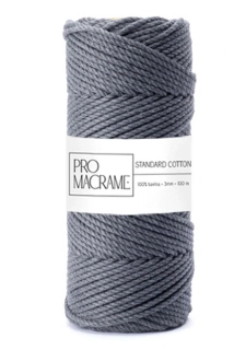 Bavlněná šňůra ProMacramé – STANDARD COTTON 3mm / 3PLY – antracitová