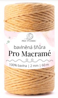 bavlněná šňůra Pro Macramé – STANDARD COTTON 2mm / 50 m - žlutý meloun