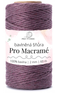 bavlněná šňůra Pro Macramé – STANDARD COTTON 2mm / 50 m - starofialová