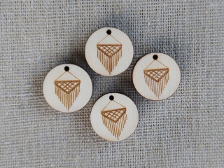 Dřevěný štítek 18 mm - MACRAMÉ - kulatý