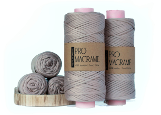 Bambusová šňůra Pro Macramé – PREMIUM BAMBOO 3mm - desert rose