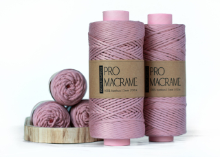 Bambusová šňůra Pro Macramé – PREMIUM BAMBOO 3mm - pink pearl