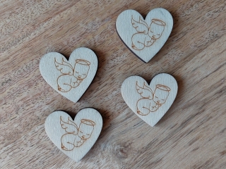 Dřevěné srdíčko ANDÍLEK - 3 cm