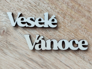 Dřevěný nápis VESELÉ VÁNOCE - zvlášť