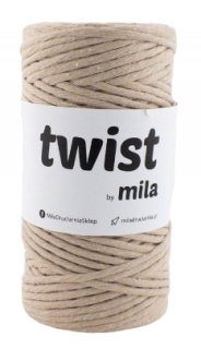 Šňůra na macramé Mila TWIST 3mm - karamelová