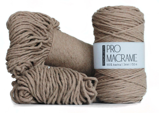Bavlněná šňůra Pro Macramé – PREMIUM COTTON 3mm - barley