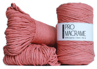 Bavlněná šňůra Pro Macramé – PREMIUM COTTON 3mm - coral pink