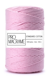 bavlněná šňůra ProMacrame – STANDARD cotton 3mm - baby pink