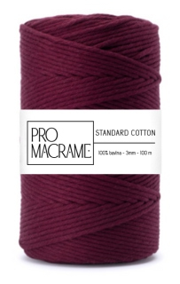 bavlněná šňůra ProMacrame – STANDARD cotton 3mm - burgundy