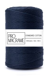 bavlněná šňůra ProMacrame – STANDARD cotton 3mm - modrá námořnická