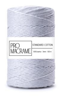 bavlněná šňůra ProMacrame – STANDARD cotton 3mm - šedá ledová