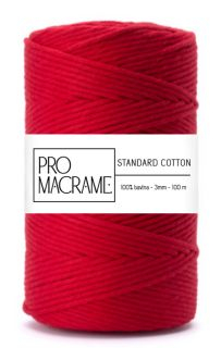 bavlněná šňůra ProMacrame – STANDARD cotton 3mm - červená