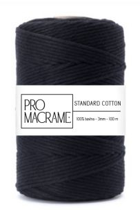 bavlněná šňůra ProMacrame – STANDARD cotton 3mm - černá
