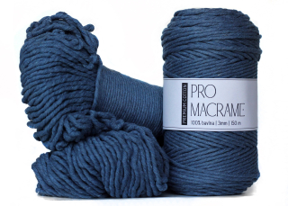 Bavlněná šňůra Pro Macramé – PREMIUM COTTON 3mm - blue denim
