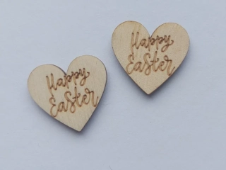Dřevěné srdíčko Happy Easter - 2,5 cm