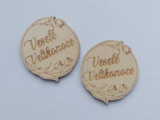 Dřevěný nápis Veselé Velikonoce - 4,5 cm